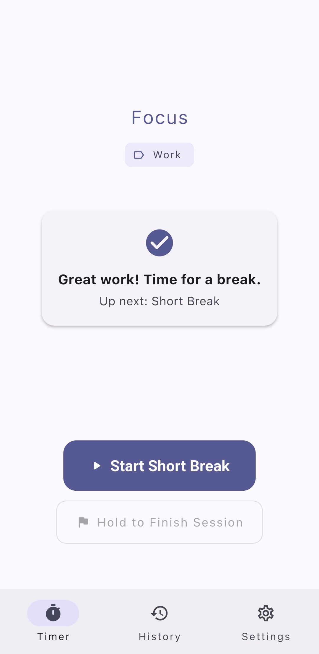 Interval completion screen celebrating a finished session